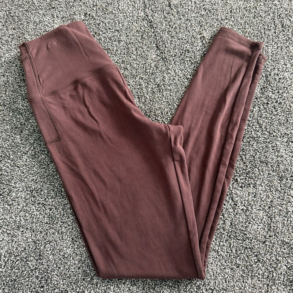 Grace & Lace Leggings Womens Size M Brown High Waisted Side Pockets